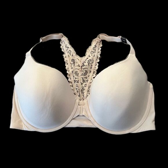 Victorias Secret Body Lined Demi Supersoft Smooth Lace Racerback Bra Champagne - Picture 3 of 7